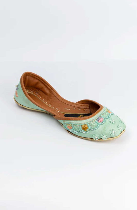 Gul-e-Rang by Khussa Darbar Festive Style Khussa Daisy-pista-green