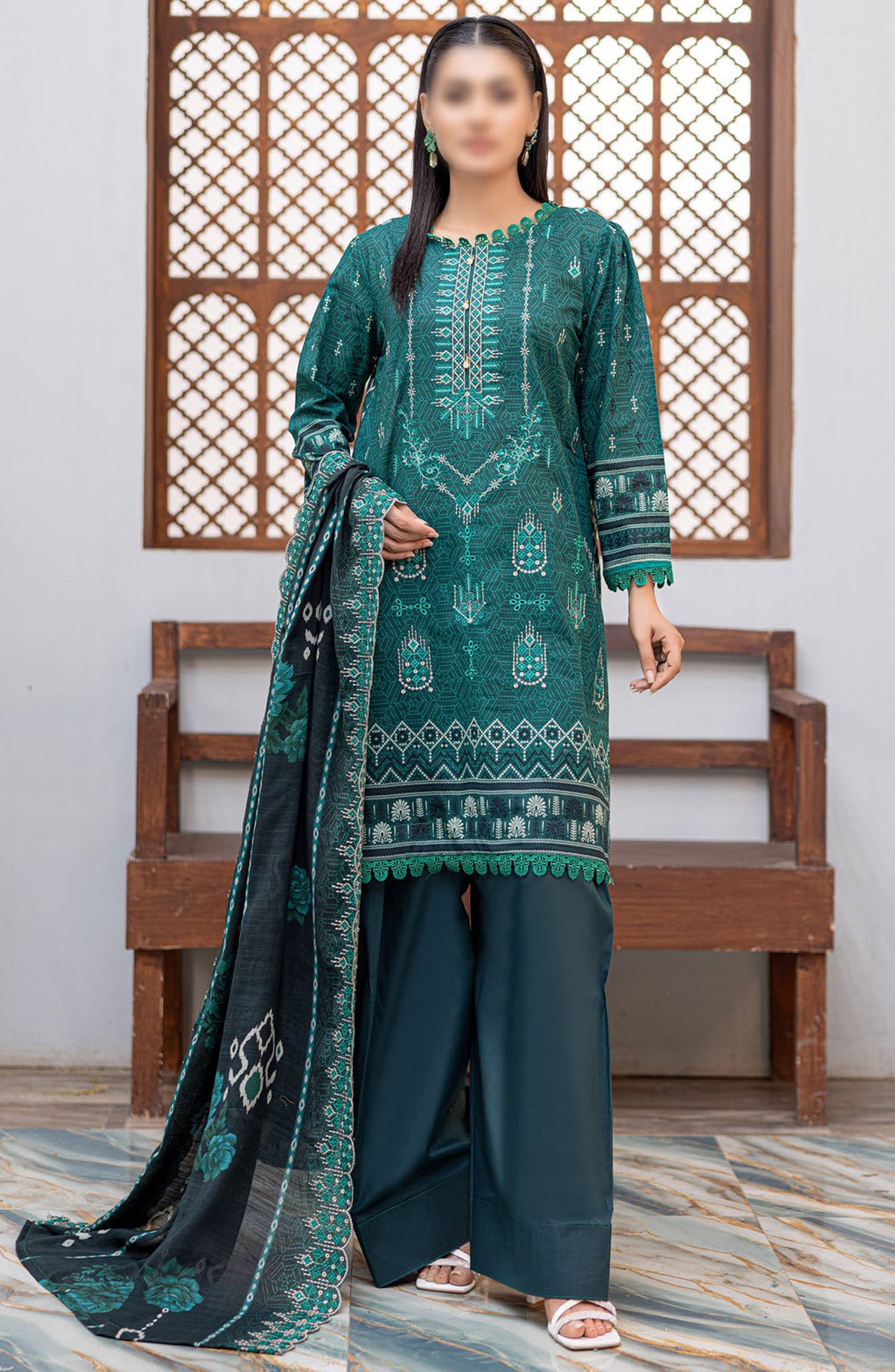 Dastak by Al Karim Embroidered Lawn Unstitched 3 Piece Suit - D-09 - ALK25DEL - Green - Summer Collection