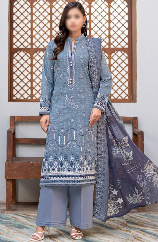 Dastak by Al Karim Embroidered Lawn Unstitched 3 Piece Suit - D-08 - ALK25DEL - Blue - Summer Collection