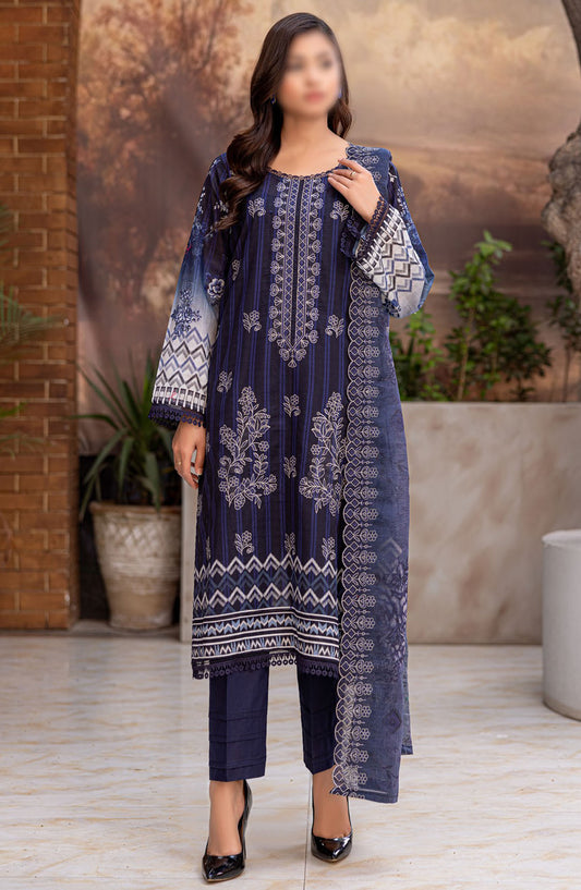 Dastak by Al Karim Embroidered Lawn Unstitched 3 Piece Suit - D-04 - ALK25DEL - Blue - Summer Collection