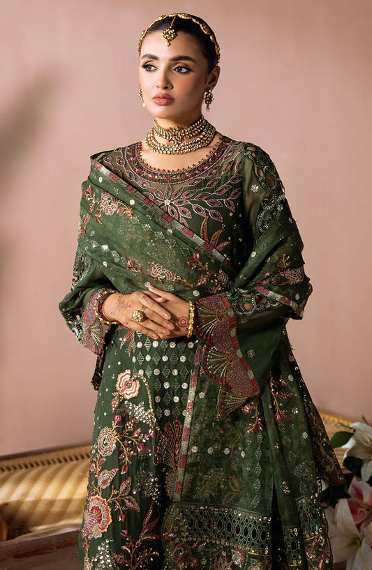 Dastak by Ramsha Embroidered Chiffon Unstitched 3 Piece Suit - Q-201 - R25DFV2 - Green - Formal Collection