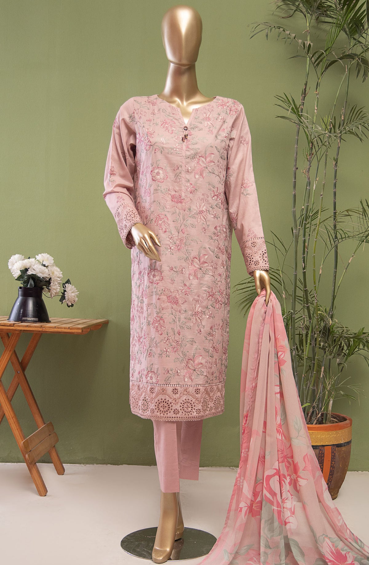 Dastan by HZ Textile Embroidered Lawn Unstitched 3 Piece Suit - DSE-01 - HZ25DSLV3 - Pink - Summer Collection