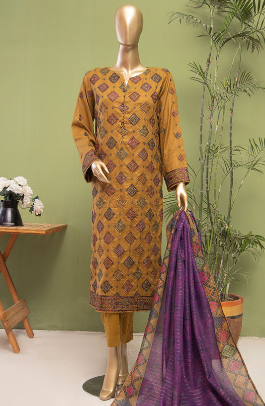 Dastan by HZ Textile Embroidered Lawn Unstitched 3 Piece Suit - DSE-04 - HZ25DSLV3 - Brown - Summer Collection