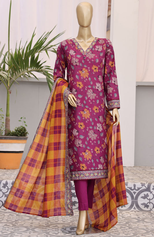HZ Textile Embroidered Lawn Unstitched 3 Piece Suit - PDW-105A - HZ25UPDW - Purple - Summer Collection