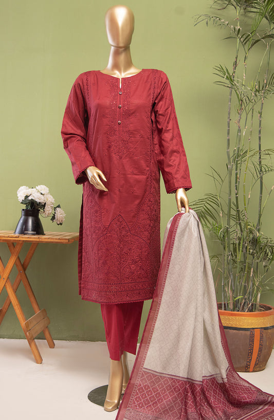 Dastan by HZ Textile Embroidered Lawn Unstitched 3 Piece Suit - DSE-02 - HZ25DSLV3 - Red - Summer Collection