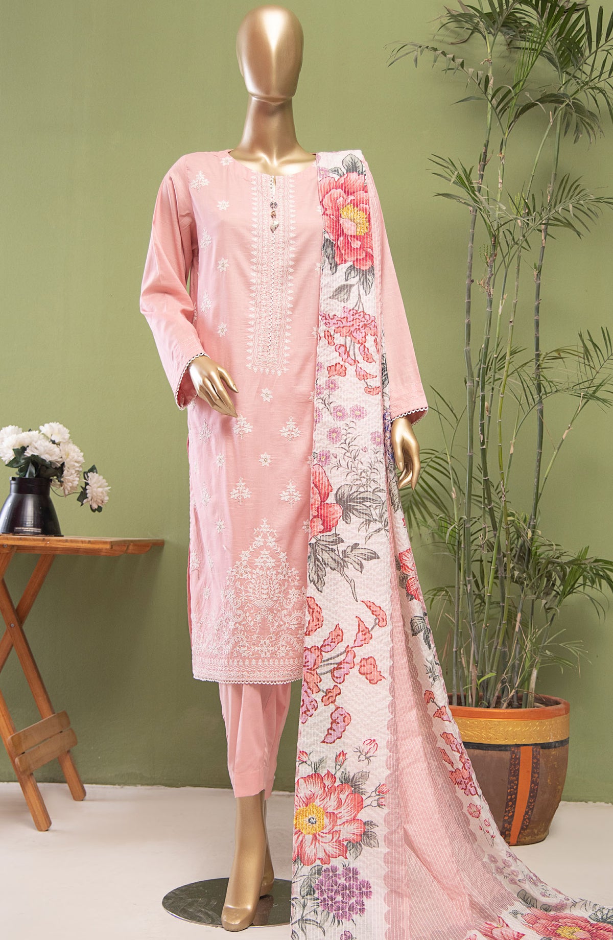 Dastan by HZ Textile Embroidered Lawn Unstitched 3 Piece Suit - DSE-08 - HZ25DSLV3 - Pink - Summer Collection