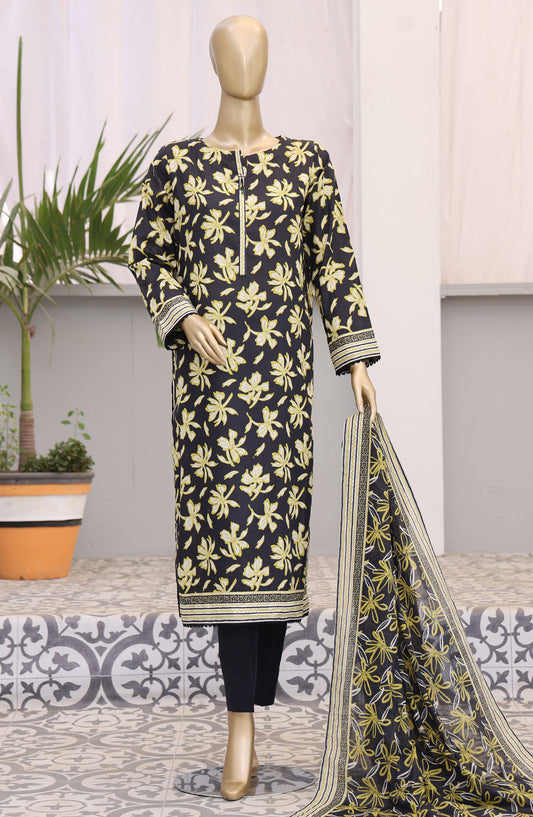 HZ Textile Embroidered Lawn Unstitched 3 Piece Suit - PDW-102B - HZ25UPDW - Black - Summer Collection