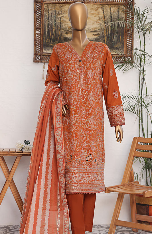 Dastan by HZ Textile Embroidered Lawn Unstitched 3 Piece Suit - DSE-06 - HZ25DSLV3 - Orange - Summer Collection