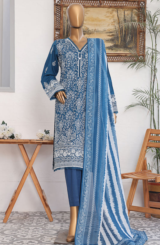 Dastan by HZ Textile Embroidered Lawn Unstitched 3 Piece Suit - DSE-05 - HZ25DSLV3 - Blue - Summer Collection