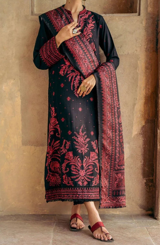 Casual Lite Embroidered Cotton Stitched 3 Piece Suit - Dayaar-e-Mohabbat - CL25FC - Black - Summer Collection