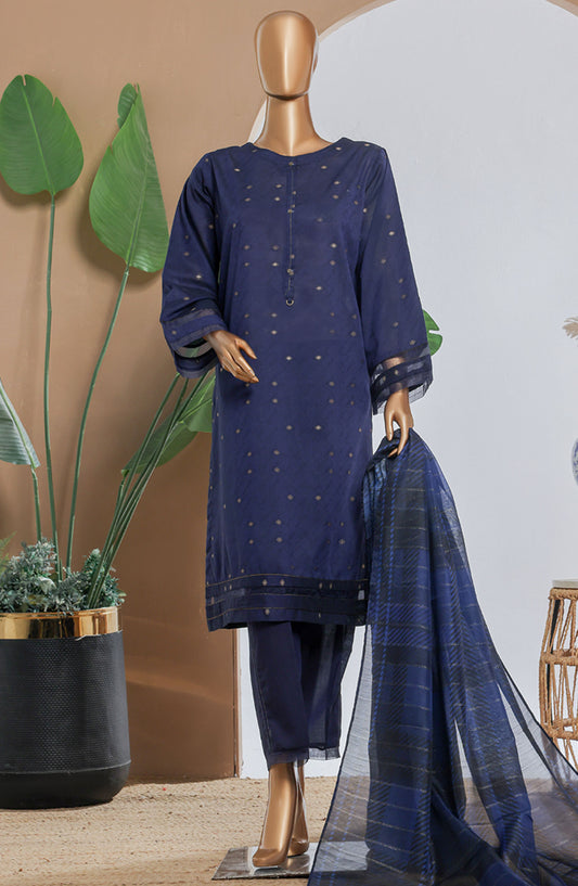 Damask by HZ Textile Printed Lawn Stitched 3 Piece Suit - DBJ-3P-041 Midnight Blue - HZ25DBJ - Summer Collection