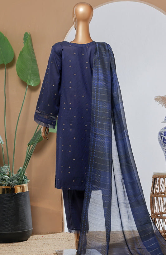 Damask by HZ Textile Printed Lawn Stitched 3 Piece Suit - DBJ-3P-041 Midnight Blue - HZ25DBJ - Summer Collection