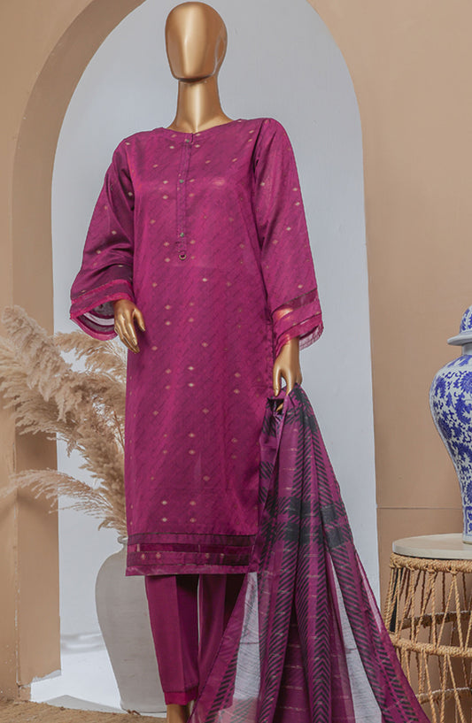 Damask by HZ Textile Printed Lawn Stitched 3 Piece Suit - DBJ-3P-042 Magenta - HZ25DBJ - Summer Collection