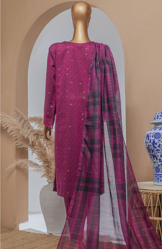 Damask by HZ Textile Printed Lawn Stitched 3 Piece Suit - DBJ-3P-042 Magenta - HZ25DBJ - Summer Collection