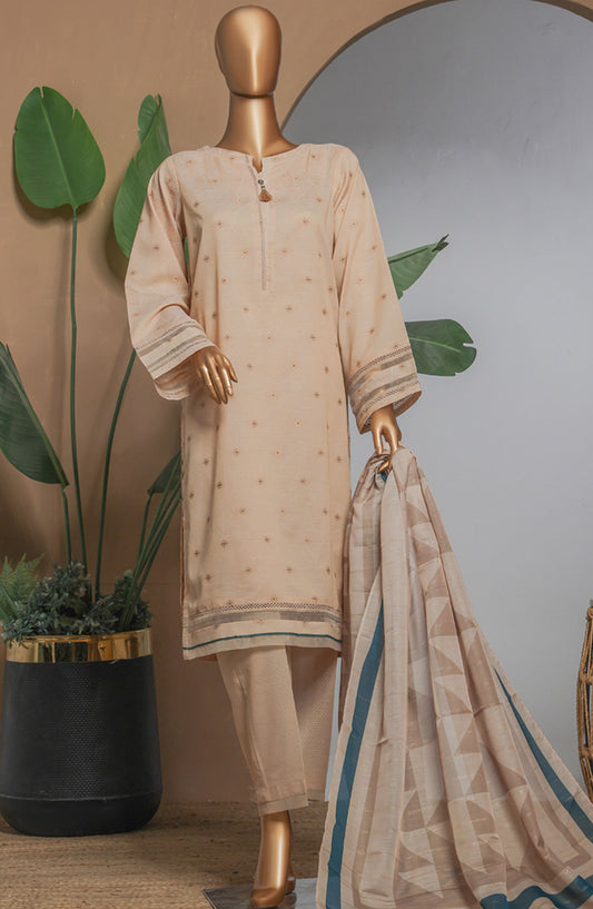 Damask by HZ Textile Printed Lawn Stitched 3 Piece Suit - DBJ-3P-044 Sand Beige - HZ25DBJ - Summer Collection