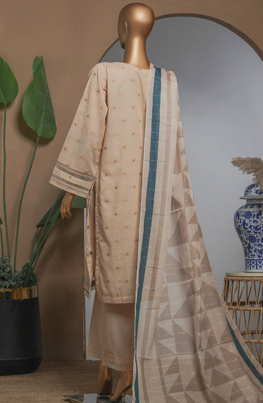 Damask by HZ Textile Printed Lawn Stitched 3 Piece Suit - DBJ-3P-044 Sand Beige - HZ25DBJ - Summer Collection