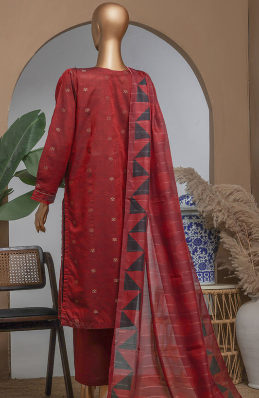 Damask by HZ Textile Printed Lawn Stitched 3 Piece Suit - DBJ-3P-046 Maroon - HZ25DBJ - Summer Collection