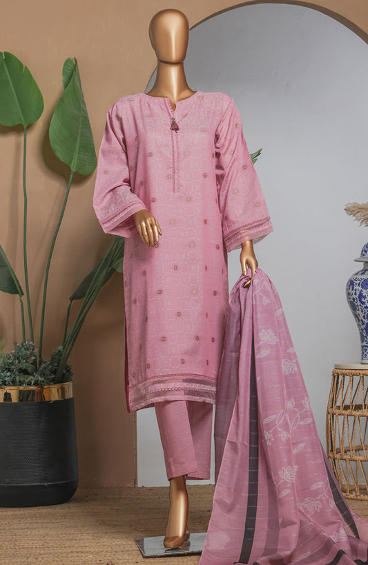 Damask by HZ Textile Printed Lawn Stitched 3 Piece Suit - DBJ-3P-047 Tea Pink - HZ25DBJ - Summer Collection
