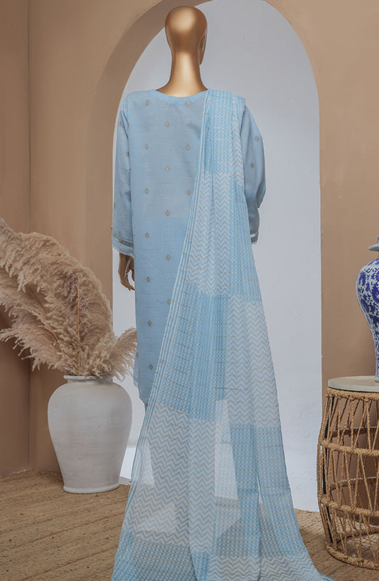 Damask by HZ Textile Printed Lawn Stitched 3 Piece Suit - DBJ-3P-049 Baby Blue - HZ25DBJ - Summer Collection