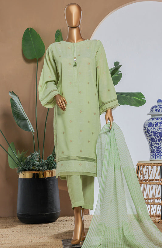 Damask by HZ Textile Printed Lawn Stitched 3 Piece Suit - DBJ-3P-050 Pista Green - HZ25DBJ - Summer Collection