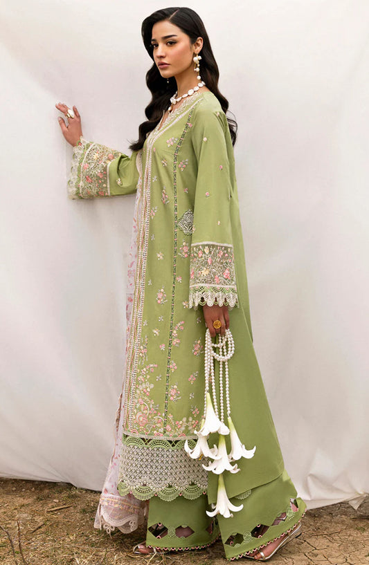 Qalamkar Chikankari Lawn Unstitched 3 Piece Suit - DC-01 Lovisa - Q25QLK - Green - Summer Collection