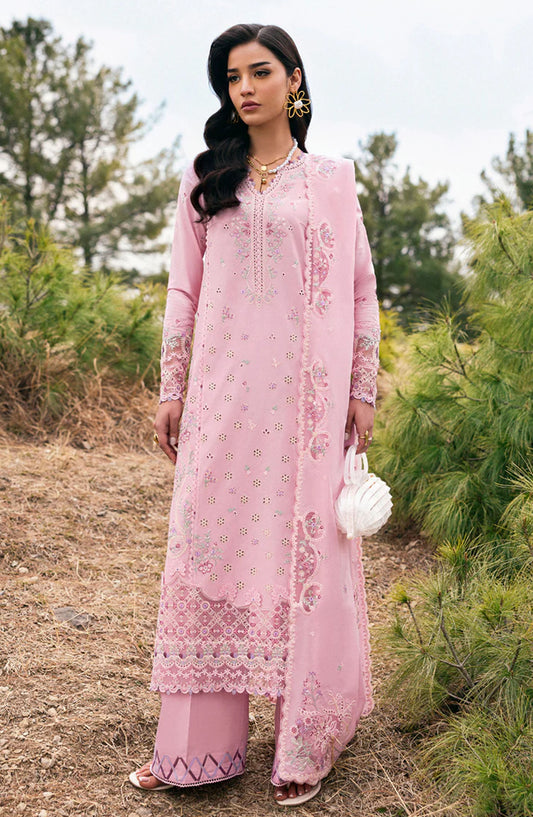 Qalamkar Chikankari Lawn Unstitched 3 Piece Suit - DC-02 Freja - Q25QLK - Pink - Summer Collection