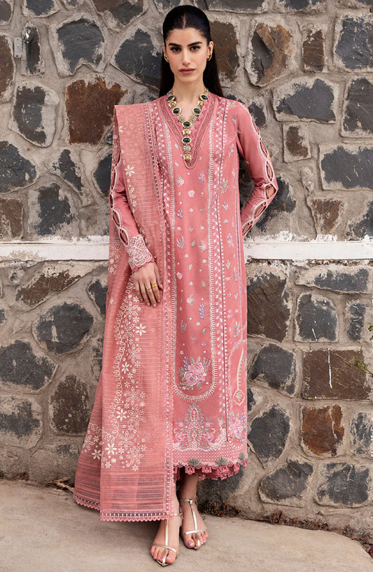 Qalamkar Chikankari Lawn Unstitched 3 Piece Suit - DC-03 Moya - Q25QLK - Pink - Summer Collection