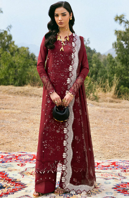 Qalamkar Chikankari Lawn Unstitched 3 Piece Suit - DC-06 Aila - Q25QLK - Red - Summer Collection