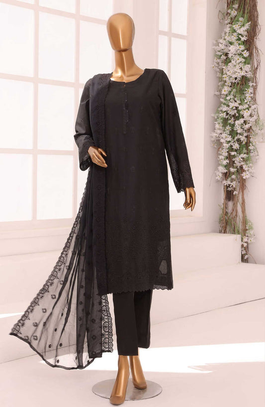 Dynasty by HZ Textile Chikankari Lawn Unstitched 3 Piece - DCE-02 - HZ25D - Black - Summer Collection