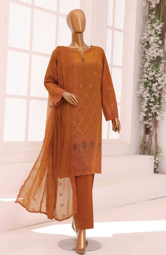 Dynasty by HZ Textile Chikankari Lawn Unstitched 3 Piece - DCE-06 - HZ25D - Orange - Summer Collection