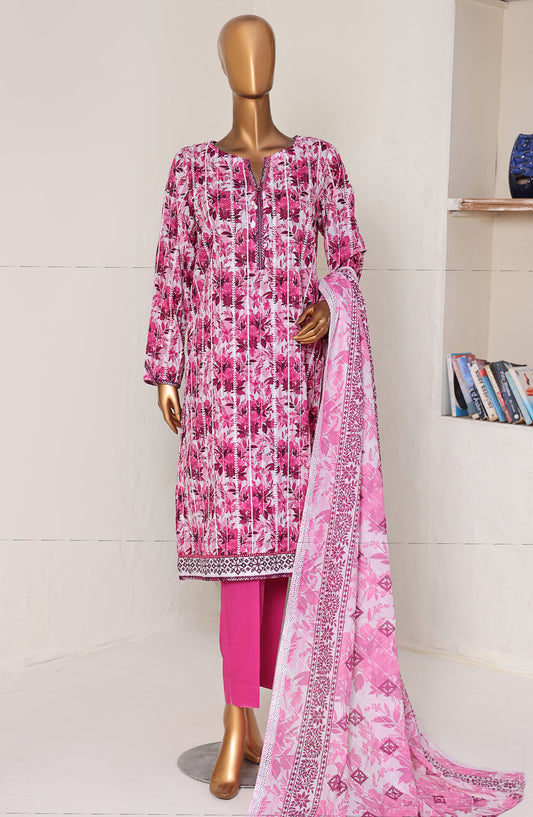 Dhagakari by HZ Textile Embroidered Lawn Unstitched 3 Piece Suit - DEC-1000 - HZ25DKL - Pink - Summer Collection