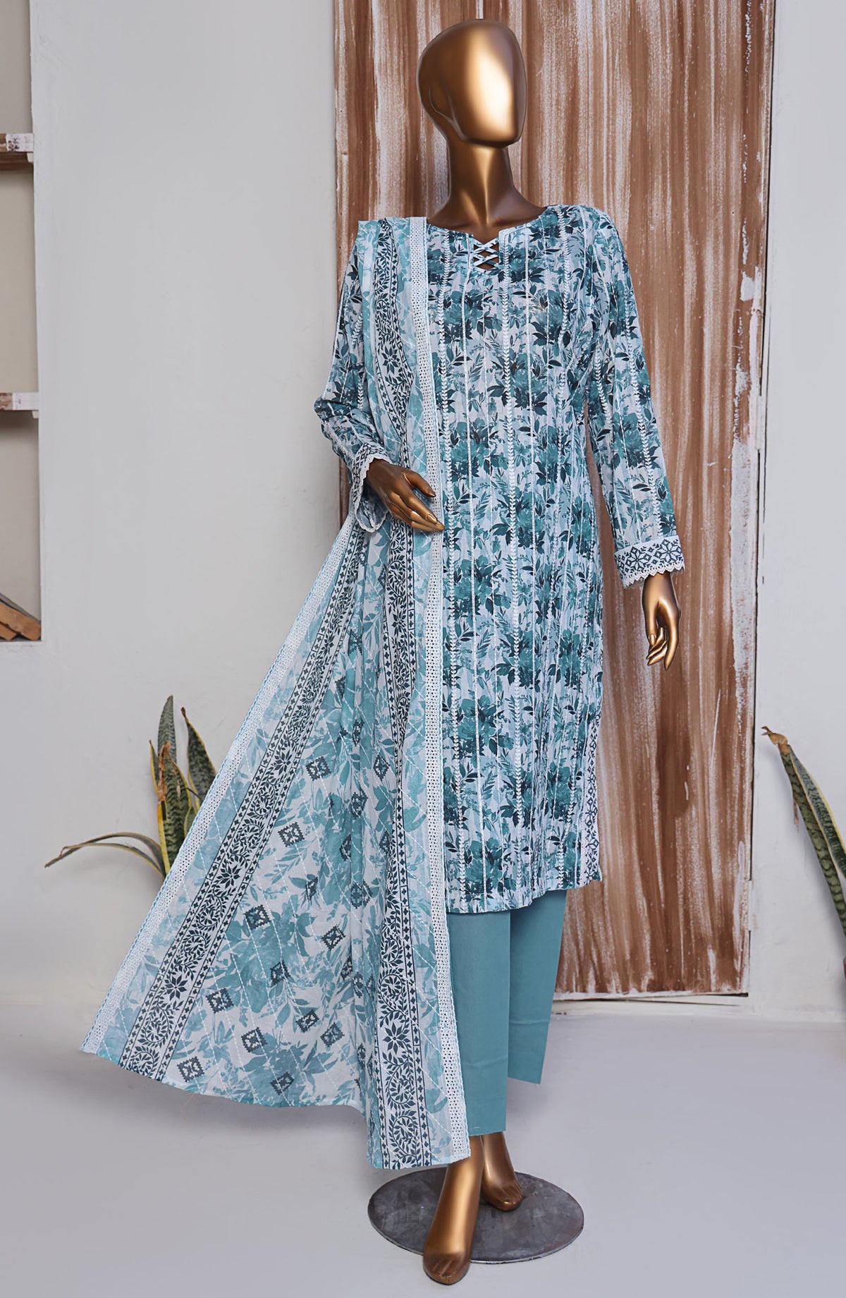 Dhagakari by HZ Textile Embroidered Lawn Unstitched 3 Piece Suit - DEC-1001 - HZ25DKL - Blue - Summer Collection