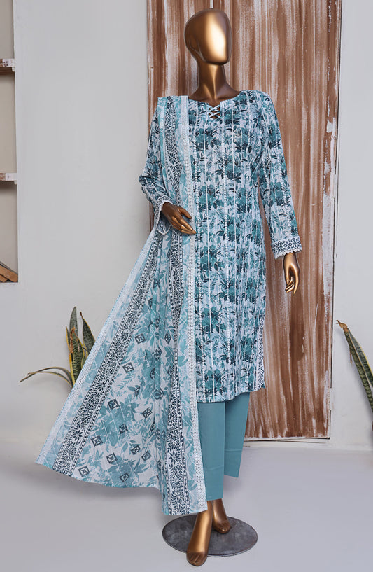 Dhagakari by HZ Textile Embroidered Lawn Unstitched 3 Piece Suit - DEC-1001 - HZ25DKL - Blue - Summer Collection