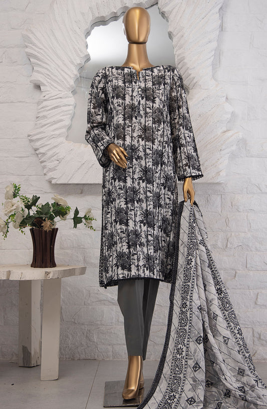 Dhagakari by HZ Textile Embroidered Lawn Unstitched 3 Piece Suit - DEC-1002 - HZ25DKL - Grey - Summer Collection