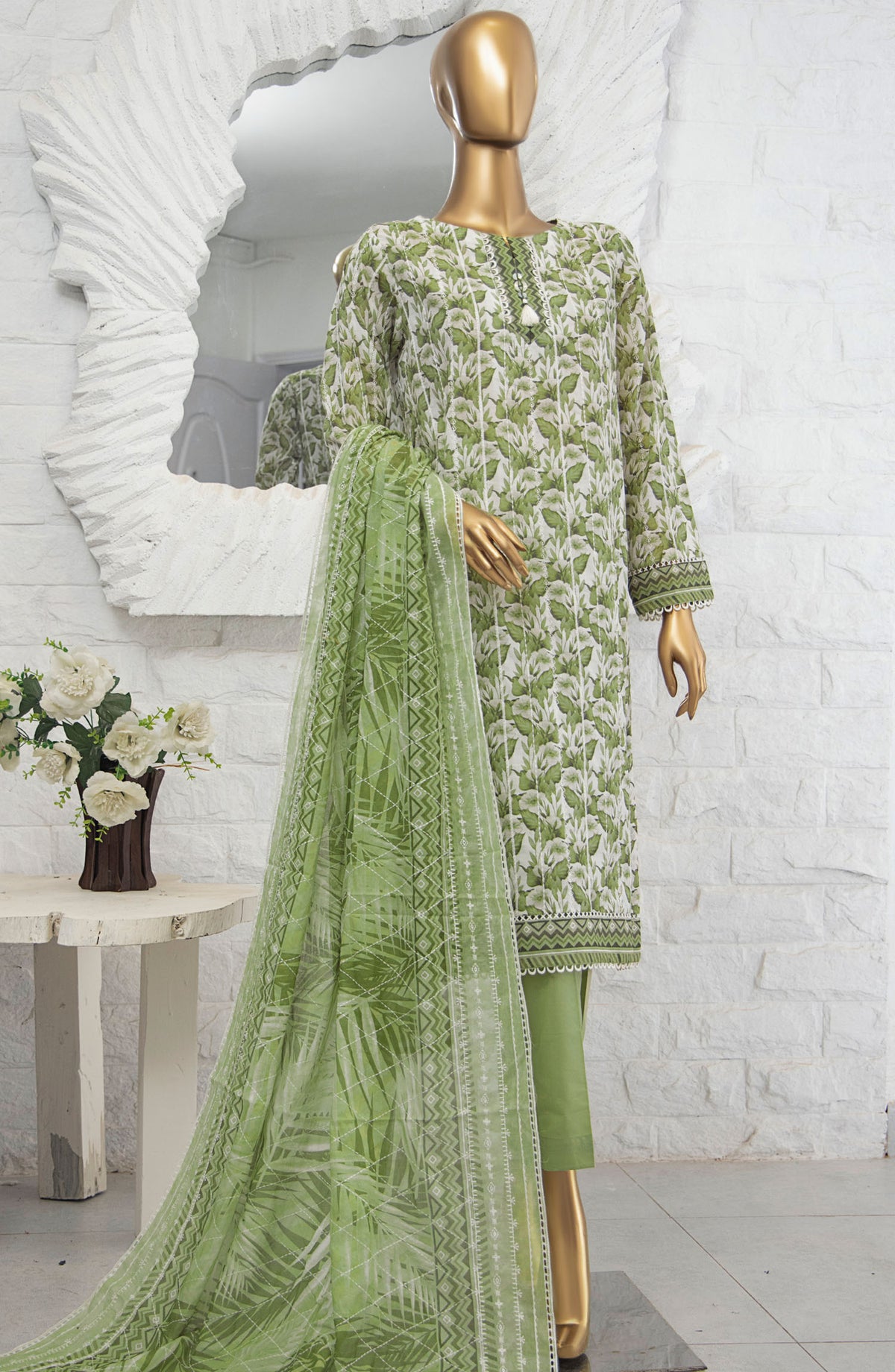 Dhagakari by HZ Textile Embroidered Lawn Unstitched 3 Piece Suit - DEC-1004 - HZ25DKL - Green - Summer Collection
