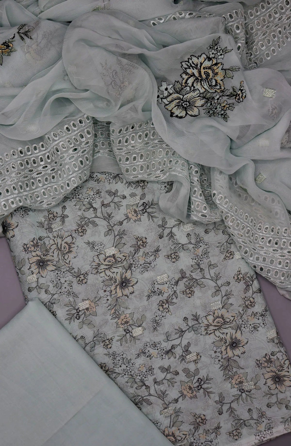 DhagaKari Embroidery Chiffon Dupatta Lawn Collection - DECD 06