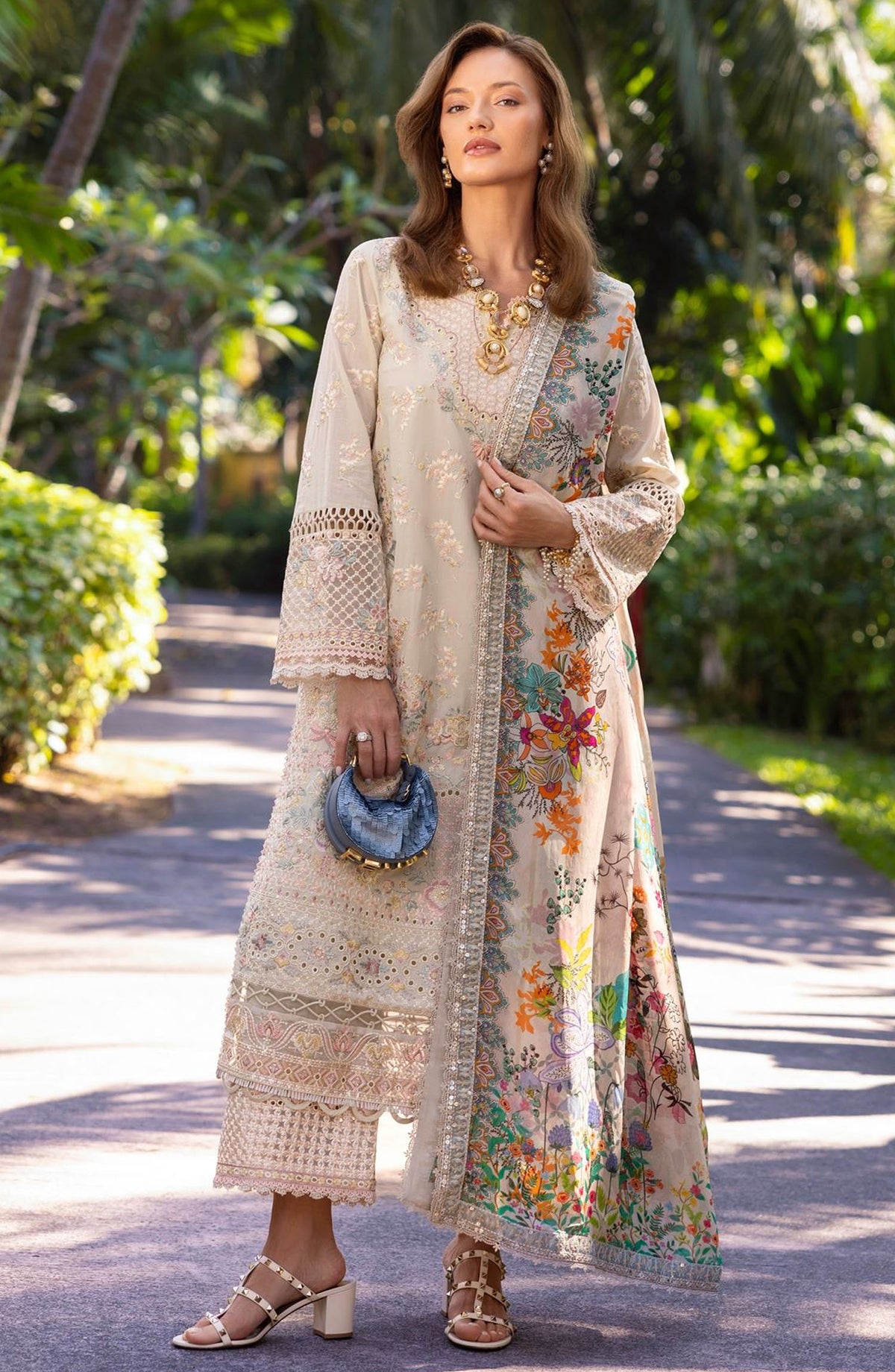 Zinnia by Faiza Saqlain Embroidered Lawn Unstitched 3 Piece Suit - Delilah - FS25ZL - Off White - Summer Collection