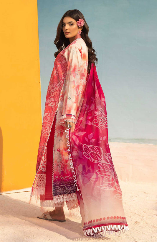 Mahees Rang e Bahar by Riaz Arts Chikankari Lawn Unstitched 3 Piece - D-01 - RA25MCL - Hot Pink - Summer Collection