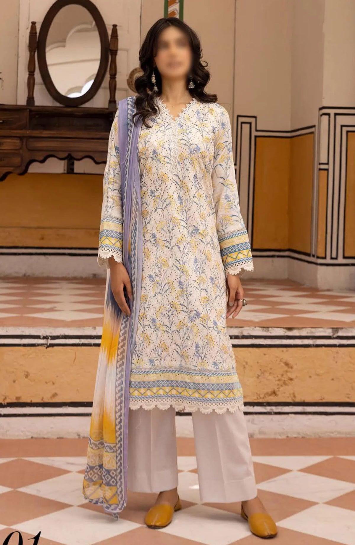 Mahees Printed Chikankari Lawn Collection By Riaz Arts - Design-01