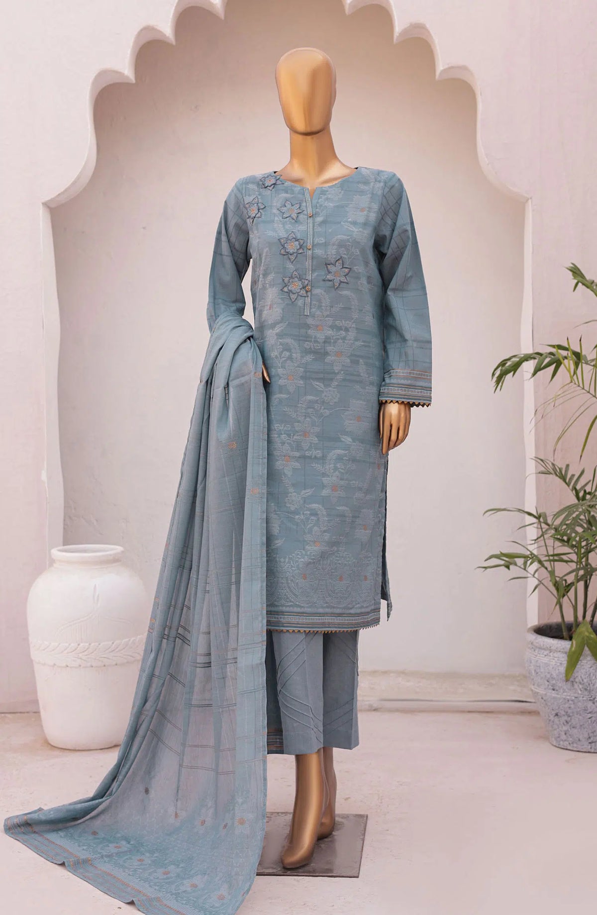 HZ Valencia Jacquard Unstitched Collection 2024 - Design 01