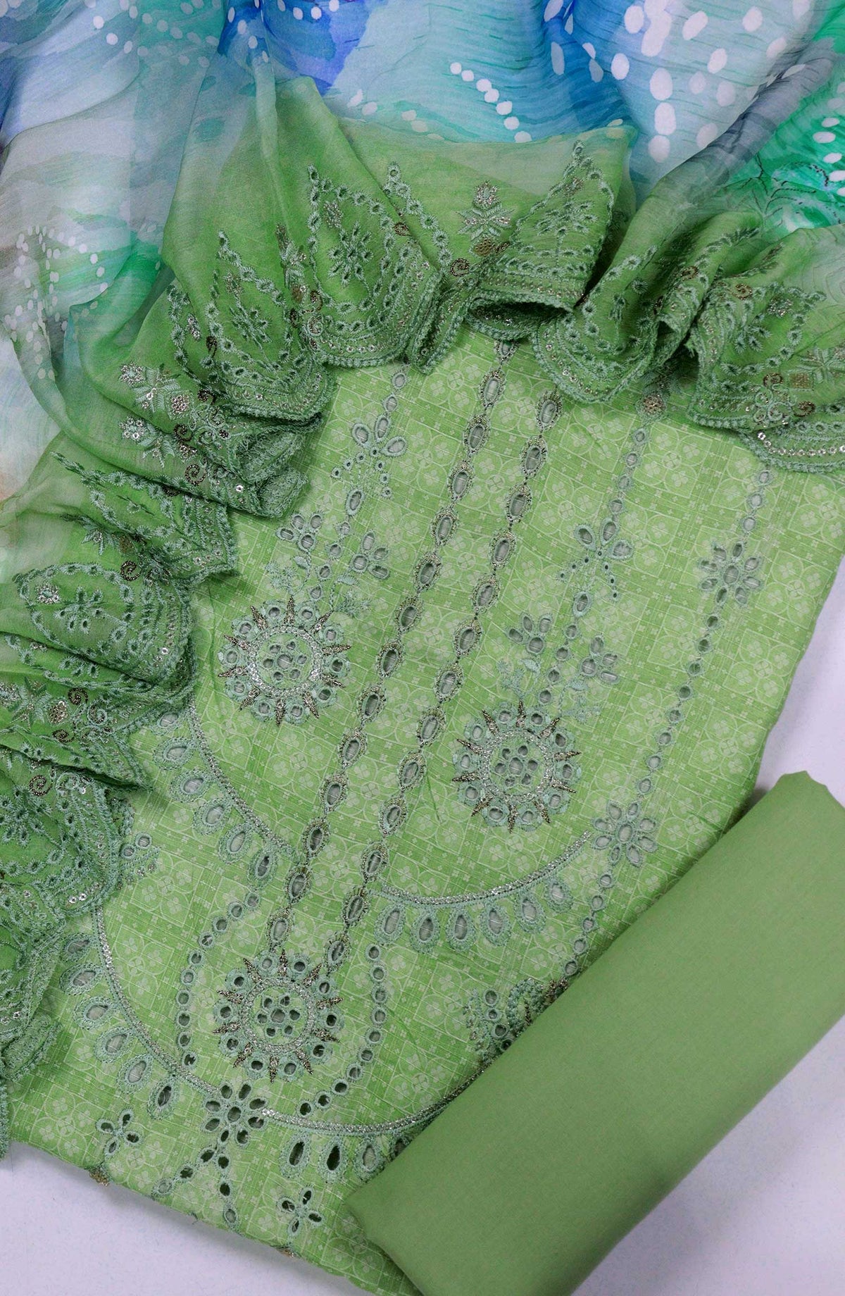 Amna Khadija Embroidered Lawn Unstitched 3 Piece - D-01 - AM25PE2 - Green - Summer Collection