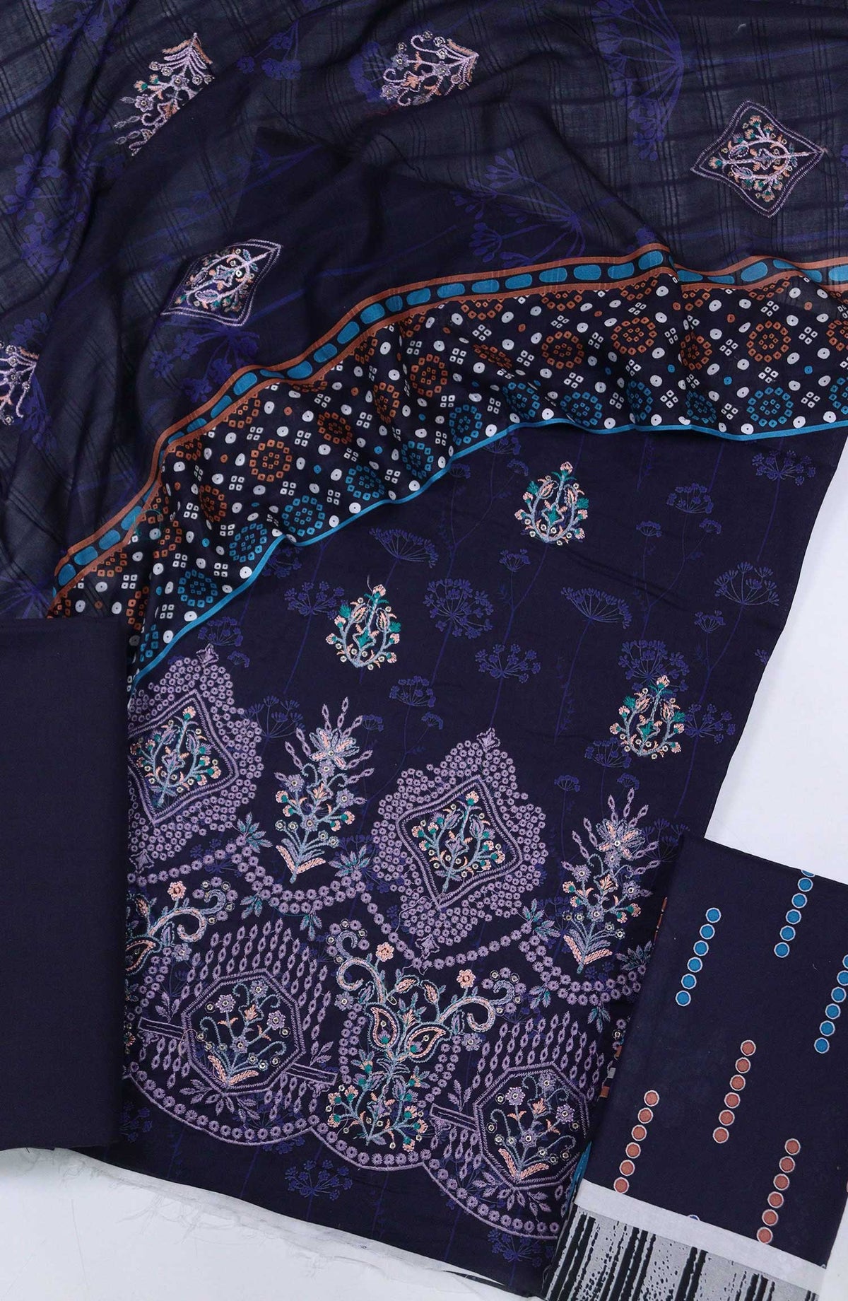 Velora by Amna Khadija Embroidered Lawn Unstitched 3 Piece Suit - D-01 - AM25VEL - Blue - Summer Collection