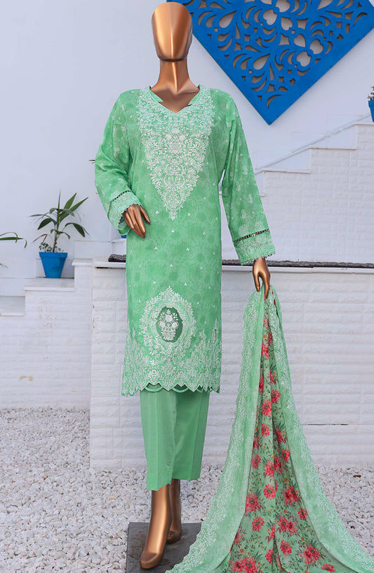 HZ Textile Embroidered Lawn Unstitched 3 Piece Suit - D-01 - HZ25PELV2 - Green - Summer Collection