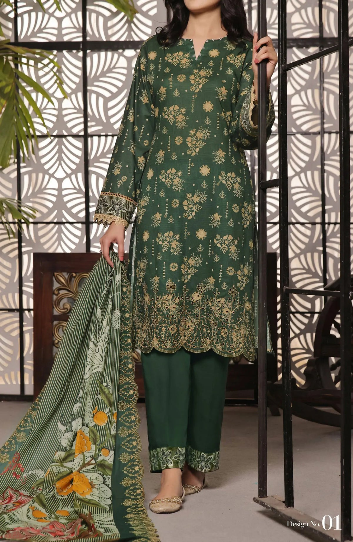 Zynah Digital Chickenkari Lawn Collection VOl 01 By VS Textiles - Design 01
