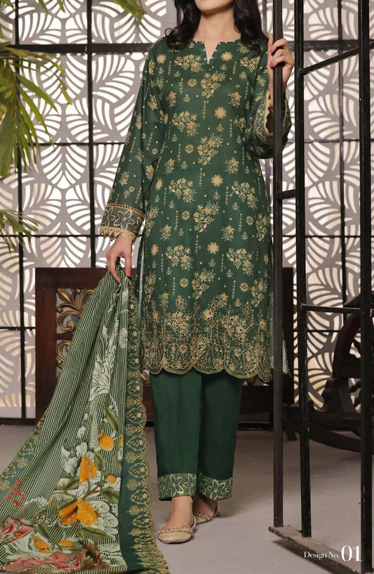 Zynah Digital Chickenkari Lawn Collection VOl 01 By VS Textiles - Design 01