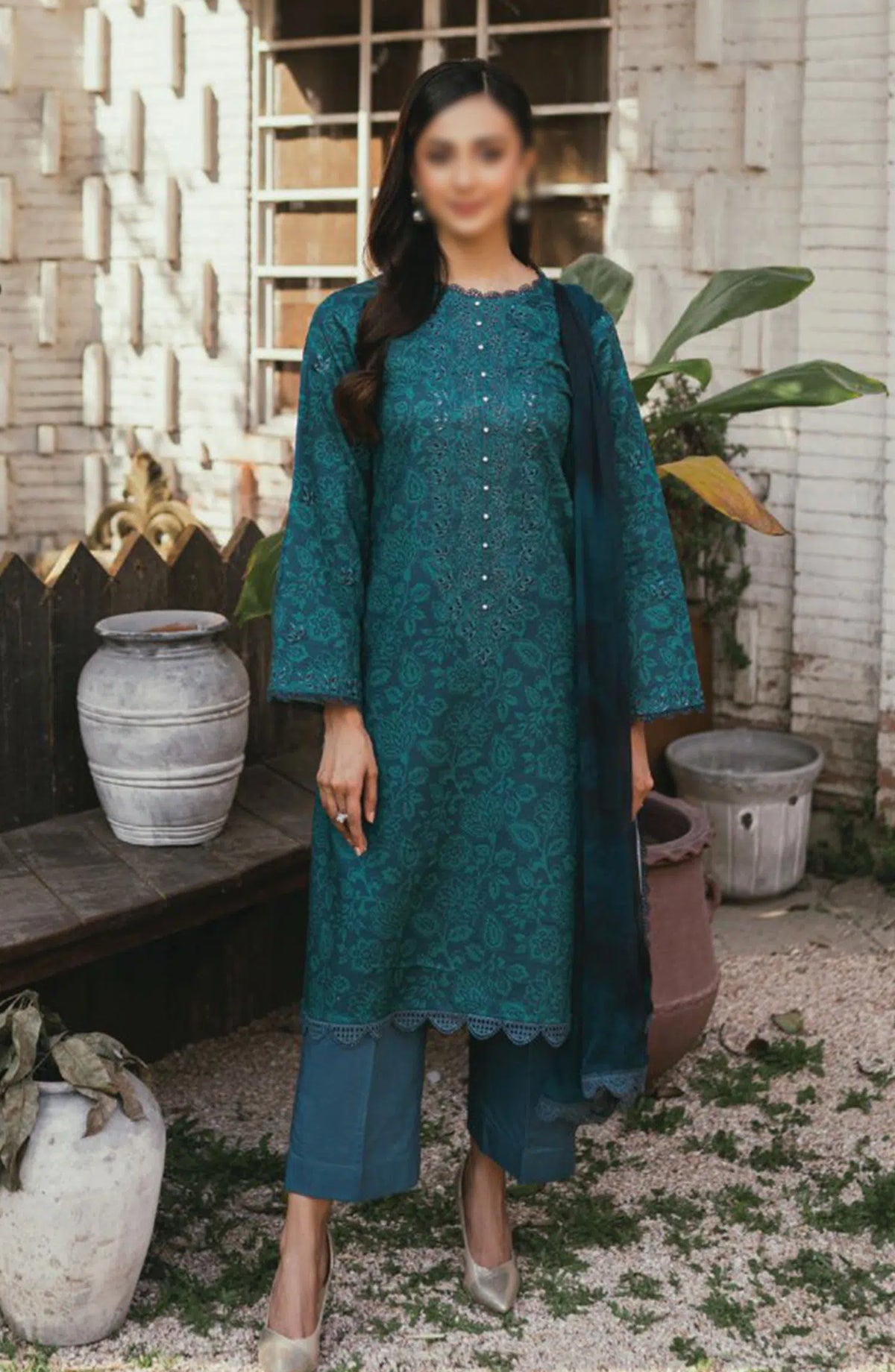 Gardenia Vol 02 Embroidered Print Lawn Collection By Humdum - Design 01
