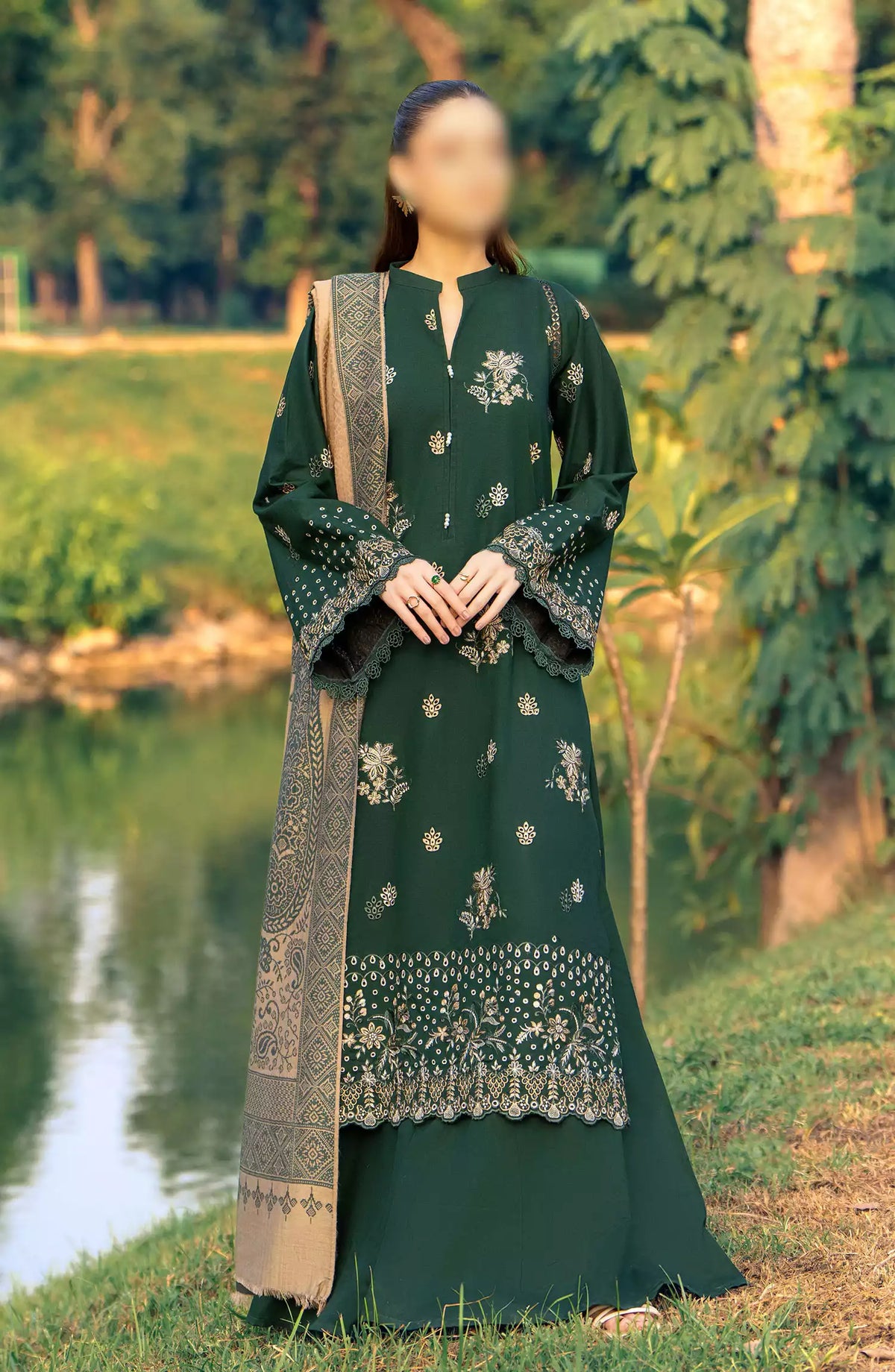 Onara Embroidered Khaddar Unstitched Collection 2024 - Design 01