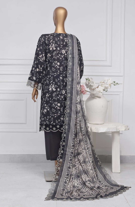 Amyrah by Sadabahar Embroidered Lawn Stitched 3 Piece Suit - D-01 - SD25AL - Black - Summer Collection