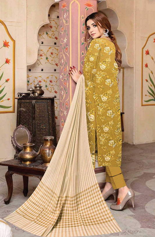Riwaj by Riaz Arts Printed Lawn Unstitched 3 Piece - D-01 - RA25RL - Mustard - Summer Collection