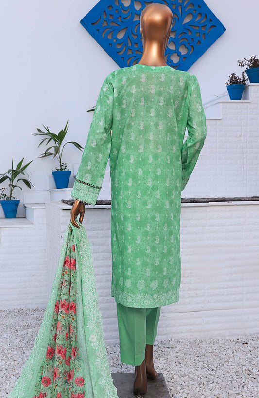 HZ Textile Embroidered Lawn Unstitched 3 Piece Suit - D-01 - HZ25PELV2 - Green - Summer Collection